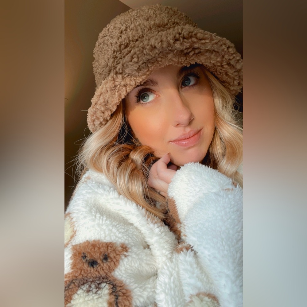 H&M White and Brown Teddy Jacket